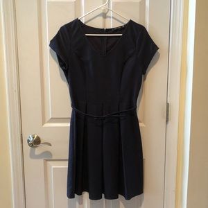 Belted Navy Dress
